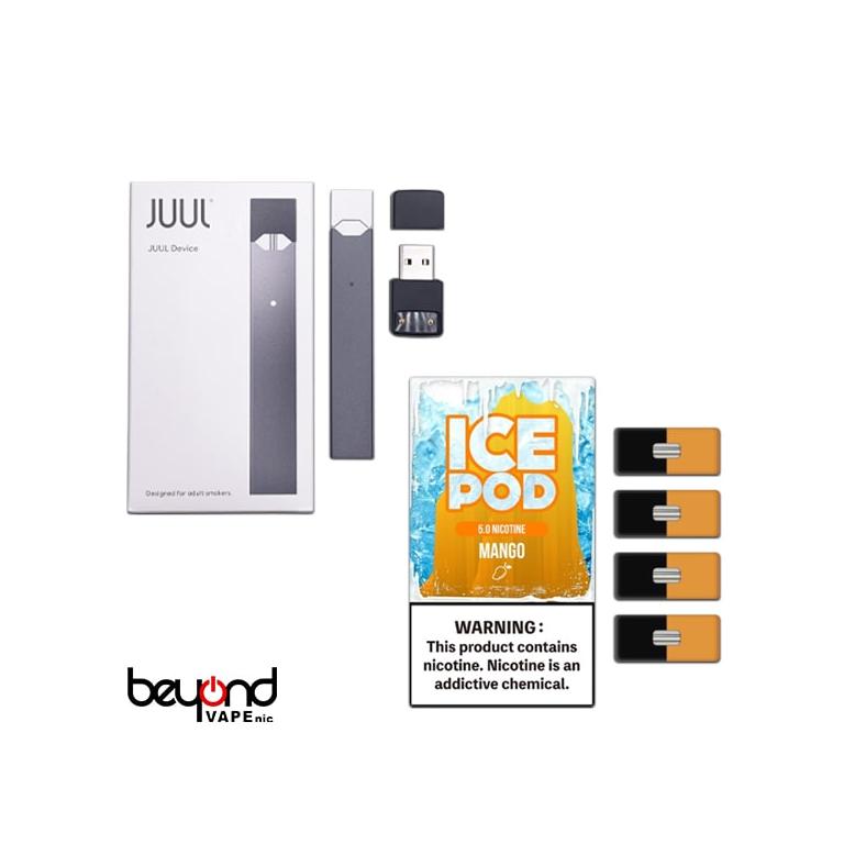 JUUL Black Starter Kit - ICE POD マンゴー付き 50MG 3.6mL 800パフ